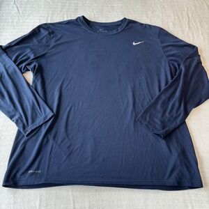 Nike Dri-FIT Mens XXL Long Sleeve Training Shirt Navy Blue Athletic Cut